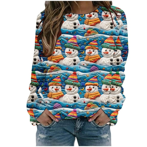 Up to 65 off!Lolmot Christmas Sweathirts for Women Plus Size Ugly Christmas Sweater Funny Santa Crewneck Sweatshirt Xmas Gift Fleece Long Sleeve Pullover Top