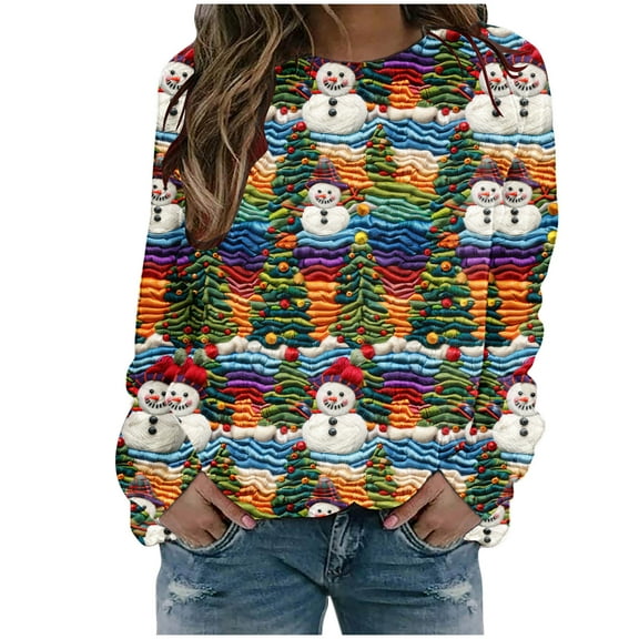 Up to 65 off!Lolmot Christmas Sweathirts for Women Plus Size Ugly Christmas Sweater Funny Santa Crewneck Sweatshirt Xmas Gift Fleece Long Sleeve Pullover Top