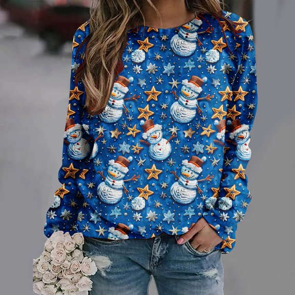 Up to 65 off!Lolmot Christmas Sweathirts for Women Plus Size Ugly Christmas Sweater Funny Santa Crewneck Sweatshirt Xmas Gift Fleece Long Sleeve Pullover Top