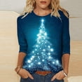 thumbnail image 1 of Up to 65 off!Lolmot Christmas Tops for Women Casual Graphic Shirts Xmas Tree Holiday T Shirt Crewneck 3/4 Sleeve Tee Tops, 1 of 5
