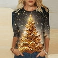 thumbnail image 1 of Up to 65 off!Lolmot Christmas Tops for Women Casual Graphic Shirts Xmas Tree Holiday T Shirt Crewneck 3/4 Sleeve Tee Tops, 1 of 5