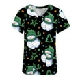 thumbnail image 1 of Up to 65 off!Lolmot Christmas Womens Scrub Tops Cute Santa Clause Snowman Xmas Tree Snowflake Printed Stretch Soft Scrub Shirts with Pockets Holiday Comfy Nurse Work Tops, 1 of 3