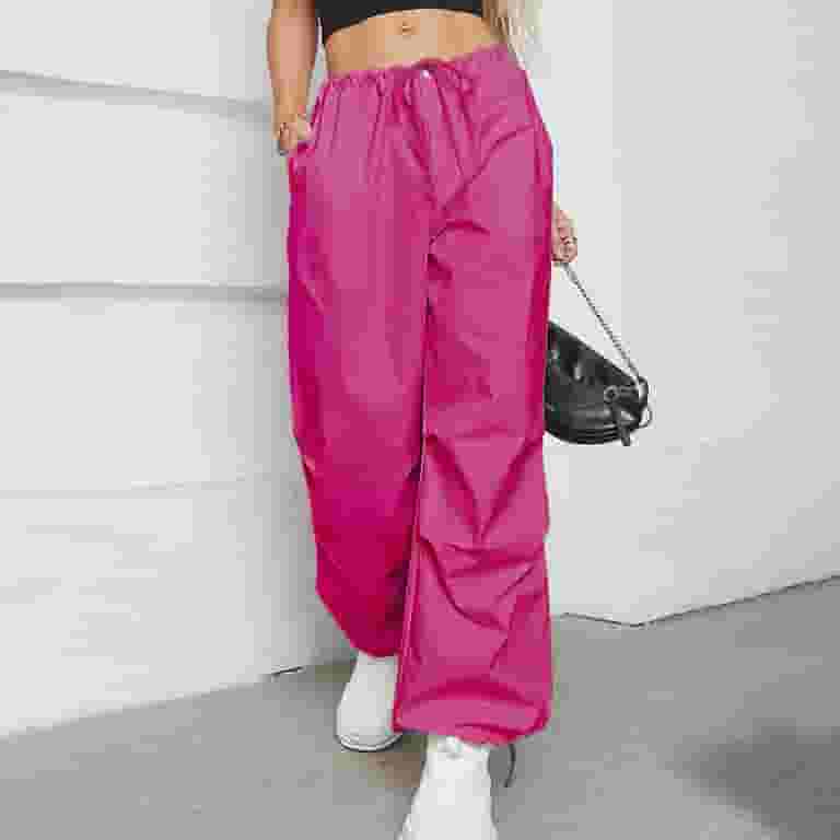 Lolmot Clearance! Parachute Pants for Women Pink Cargo Pants Lolmot Clearance! Parachute Pants for Women Pink Cargo Pants