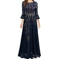 thumbnail image 1 of Lolmot Cocktail Dresses for Wedding Guest 3/4 Sleeve Round Neck Elegant Floral Lace Embroidery Hollow Out Slim Fitting Retro Evening Dress, 1 of 4