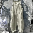 thumbnail image 1 of Up to 65 off!Lolmot Cotton Linen Overalls for Women Loose Fit Sleeveless Romper Summer Casual Adjustable Spaghetti Strap Tie Shoulder Printed Bib Wide Leg Jumpsuits with Pockets, 1 of 6