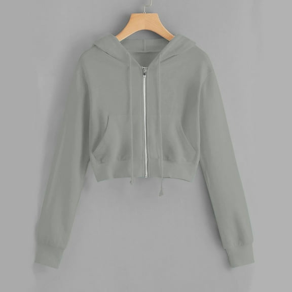 Up to 65 off!Lolmot Cropped Zip Up Hoodies for Women Casual Drawstring Hooded Sweatshirt Teen Girl Y5k Clothes Cute Workout Lightweight Jacket Top with Pockets