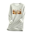 thumbnail image 1 of Lolmot Fall Tops for Women 2023 Trendy Round Neck Thickened Plush Warm Long Sleeve Pullover Sweatshirt Pumpkin Spice Latte Print Fleece Loungewear, 1 of 4
