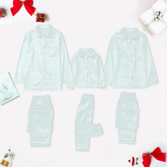 Up to 65 off!Lolmot Family Matching Satin Pajamas Button Down Sleepwear Two Piece Lounge Set Long Sleeve Silky Nightwear Christmas Pajamas for Couples 2 Pcs Pj Set