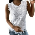 thumbnail image 1 of Lolmot Fashion Shirts for Woman O-Neck Lace Crochet Hollow Out Sleeveless T-Shirt Summer Solid Lace Blouse Tops, 1 of 5