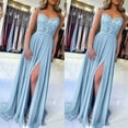 thumbnail image 1 of Lolmot Fashion Summer Women's Solid Sexy Lace Long Dress Suspended Slim Fit Hem Slit Flowy Dress Evening Dress, 1 of 4