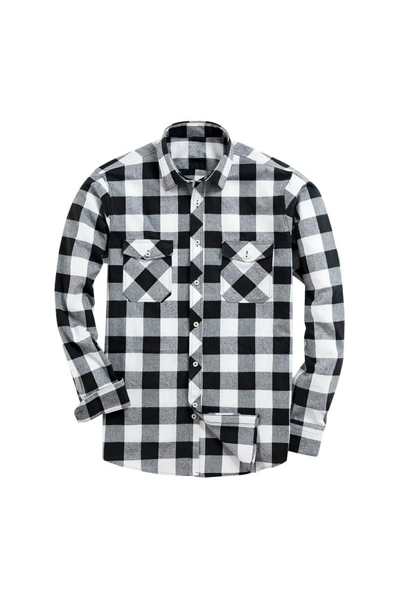 Lolmot Flannel Shirt for Mens Button Down Shirts Casual Soft Plaid Long Sleeve Shirt with 2 Pockets on Clearance