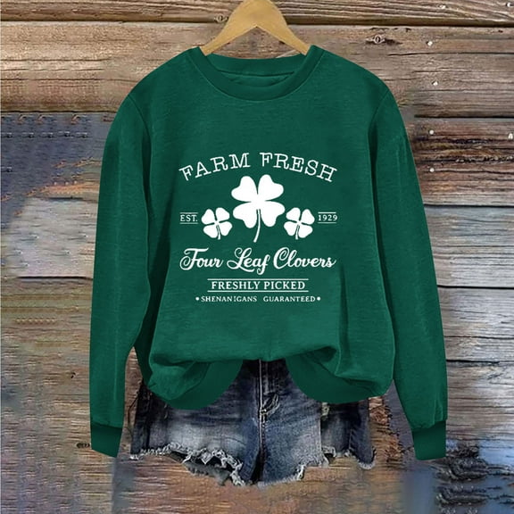 Up to 65 off!Lolmot Fleece Lined Sweatshirt for Women St. Patrick's Day Shamrocks Shirt Funny Letter Print Graphic Sweatshirt Clover Pullover Tees Casual Crewneck Long Sleeve Tops