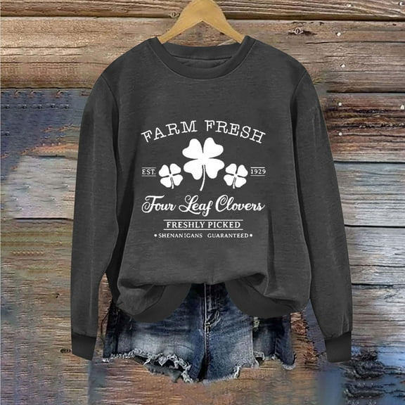 Up to 65 off!Lolmot Fleece Lined Sweatshirt for Women St. Patrick's Day Shamrocks Shirt Funny Letter Print Graphic Sweatshirt Clover Pullover Tees Casual Crewneck Long Sleeve Tops