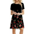 thumbnail image 1 of Lolmot Floral Dress for Women Summer Dresses Beach Casual Shirt Dress Plus Size Floral Short Sleeve O-Neck Loose Flowy Sundresses, 1 of 5