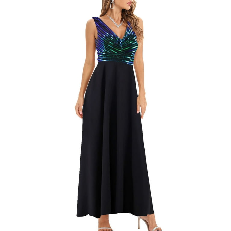 Lolmot Womens New Pattern Fashion Sleeveless Solid Make Dress Party Dress  Formal Dresses 