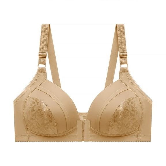 Lolmot Front Close Wirefree Bra for Women Plus Size Lace Bralette Push Up Padded Bralette Wire Free Everyday Bras Gathers Non Rim Breast Fashion Underwear