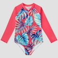 thumbnail image 1 of Lolmot Girls One Piece Swimsuit Kids Toddler Floral Zipper Bathing Suit Rash Guard Long Sleeve Swimwear Summer Beach Outfit, 1 of 1