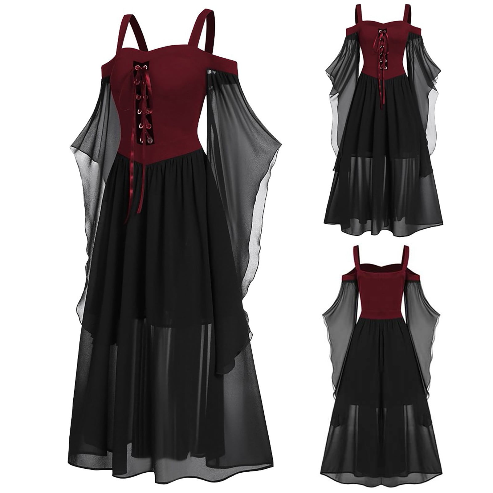 Customer reviews for Lolmot Gothic Dresses for Women Cold Shoulder ...