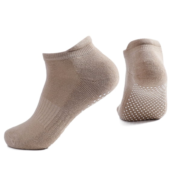 Lolmot Grip Socks for Pilates, Yoga, Hospital, Barre, Cushioned Ankle Sports Socks Women Cotton Solid Color Non Slip Low Cut Socks