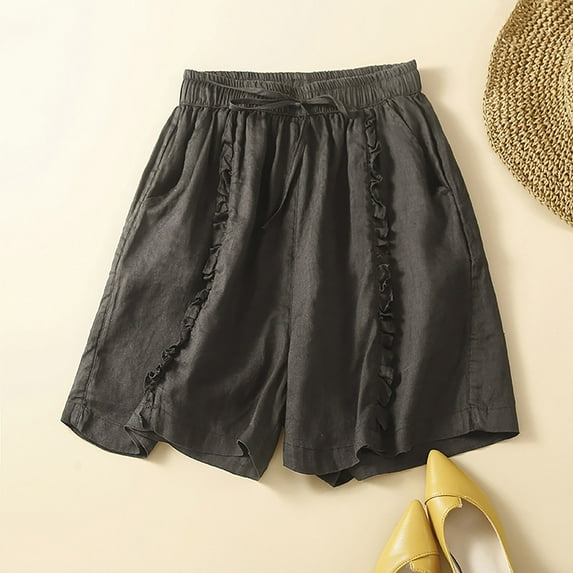 Lolmot Gym Shorts Women Summer Hight Waist Shorts Casual Comfy Drawstring Elastic Waist Solid Color Loose Fit Shorts with Pockets