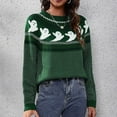 thumbnail image 1 of Lolmot Halloween Knitted Sweater for Women Ghost Pattern Long Sleeve Fair Isle Pullovers Fall Winter Pullover Sweater, 1 of 5