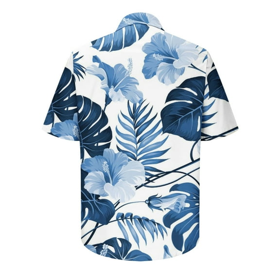 Lolmot Hawaiian Shirt for Men Spring Summer Casual Fashion Turn-Down Collar American Flag Printing Short Sleeve Pockets Cardigan Button Shirt