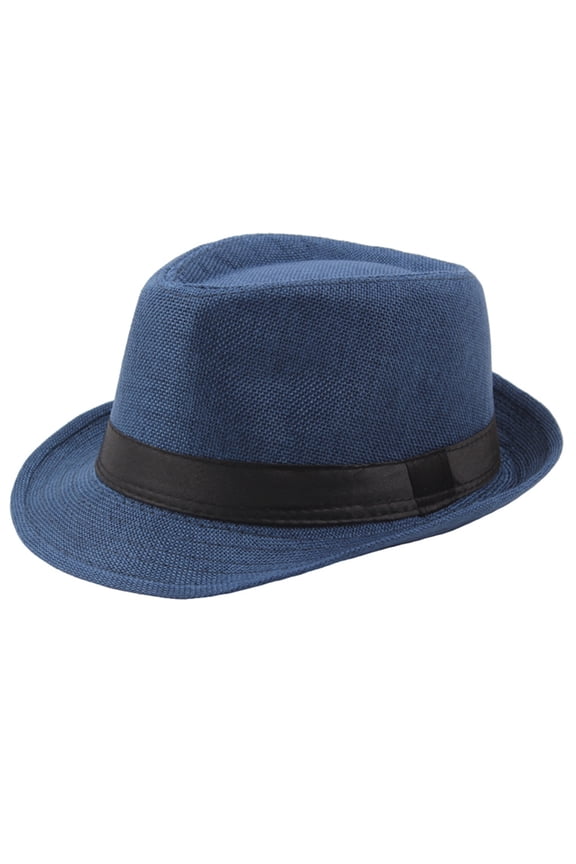 Lolmot Jazz Hat Men's Breathable Linen Top Hat Outdoor Sun Hat Curly Brim Straw Hats Wide Brim Fedora Hats Western Style Outback Outdoor Cowboy Hat