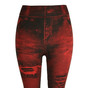 Lolmot Jeans for Women Plus Size Bottom Hip-up Pants Slim Pants Nine-Minute Coloured Super Bomb Jeans Pants Sock Leggings for Women Workout