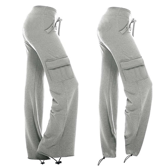 Lolmot Jogger Pants for Women Plus Size Workout Out Leggings Sweatpants Stretch Waist Yoga Pants Gym Cargo Pants Loose Fit Wide Leg Trousers with Pockets