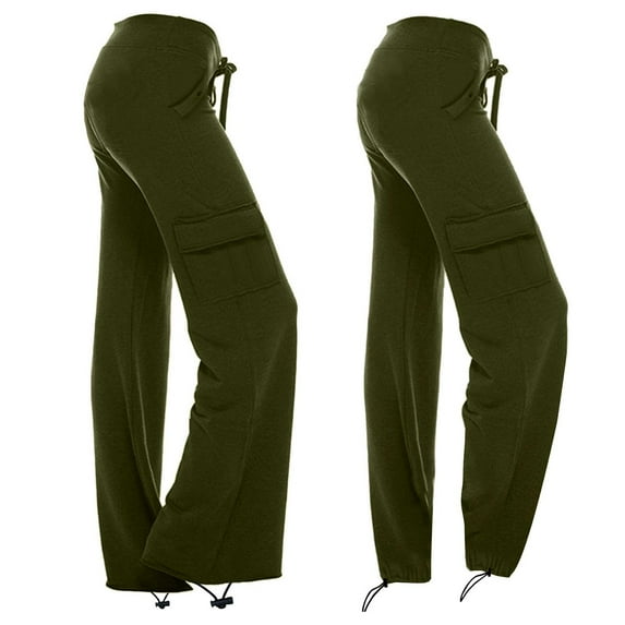 Lolmot Jogger Pants for Women Plus Size Workout Out Leggings Sweatpants Stretch Waist Yoga Pants Gym Cargo Pants Loose Fit Wide Leg Trousers with Pockets