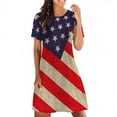thumbnail image 1 of Lolmot July 4th Dresses for Women, Beach Casual Dresses Women Independence Day Outfit Summer Casual Fashion USA Flag Printed Short Sleeve Round Neck Dress, 1 of 5