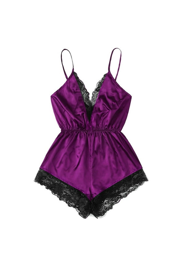 Lolmot Lace Bodysuit for Women Teddy Lingerie Sexy One Piece Mini V-Neck Fashion Bodysuit Babydoll Naughty Lingerie Nightwear
