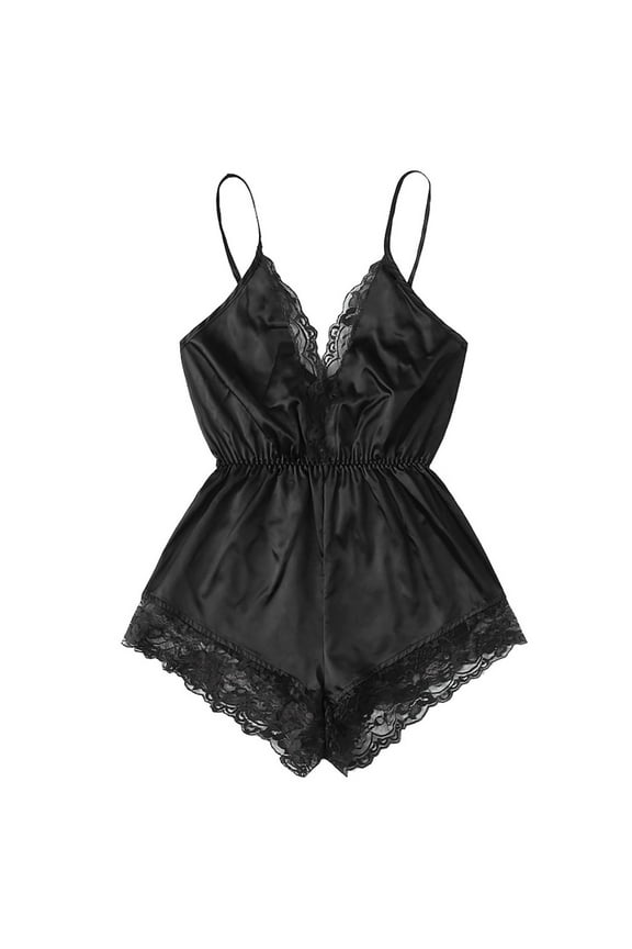 Lolmot Lace Bodysuit for Women Teddy Lingerie Sexy One Piece Mini V-Neck Fashion Bodysuit Babydoll Naughty Lingerie Nightwear