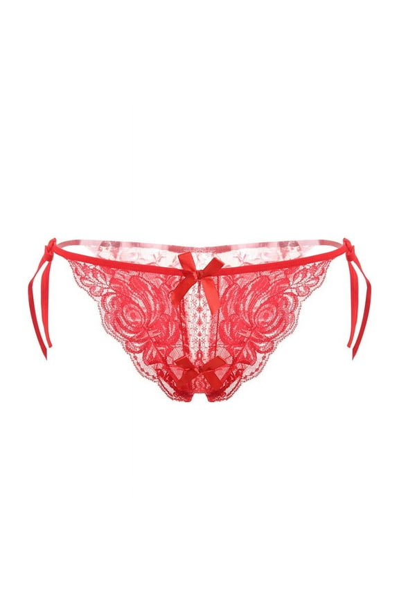 Lace Thongs for Women Briefs Sheer Floral Soft Low Waist Strappy Underwear Sexy Panties Crotchless Thong Underpants