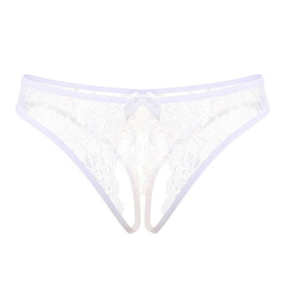 Lolmot Lace Thongs for Women Seamless Panties Womens Lace Bow Bikini Thong Floral Lace Sheer Panties Crotchless Thong