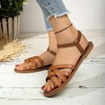 thumbnail image 1 of Up to 65 off!Lolmot Leather Sandals Women Brown Roman Sandals Casual Open Toe Beach Sandals Summer Strappy Flat Shoes Sandalias de Mujer on Clearance, 1 of 5