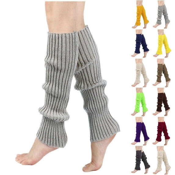 Lolmot Leg Warmers Women 80s Y2K Retro Style Ribbed Knit Boot Socks for Yoga Dance Sports Party Casual Loose Stretchy Breathable Long Knitted Socks