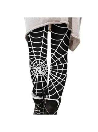Kids Girls Halloween Leggings Spider Web/Striped Elastic Waist Skinny Pants  