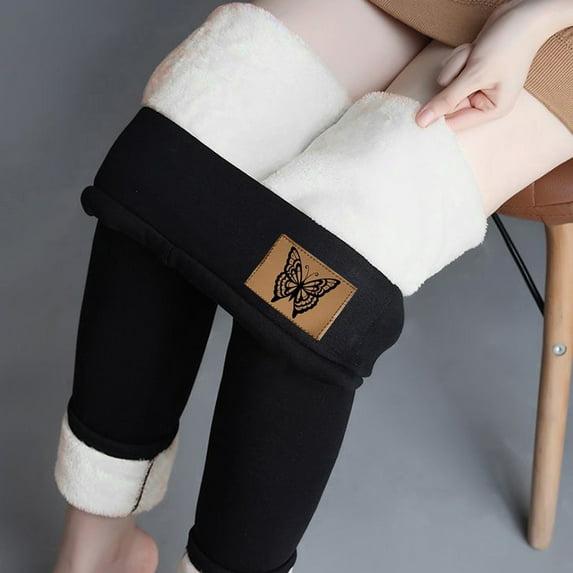 Lolmot Leggings for Women Tummy Control Thick Warm Sherpa Fleece Lined Leggings Winter Full Length Leggings for Running Yoga Workout