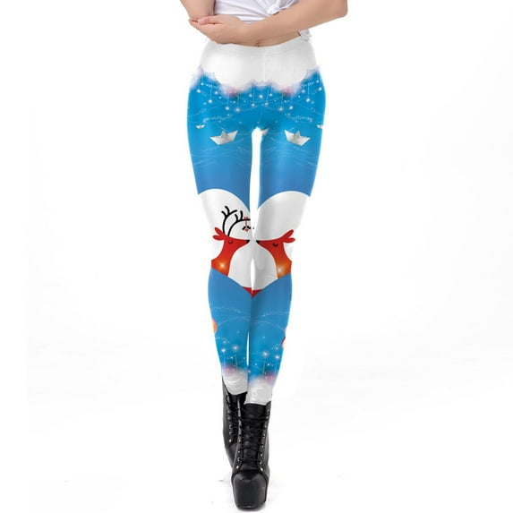 Lolmot Leggings for Women Tummy Control Yoga Pants Fashion Christmas Print Workout Pants Skinny Jingle Bell High Waist Stretchy Leggings Tights