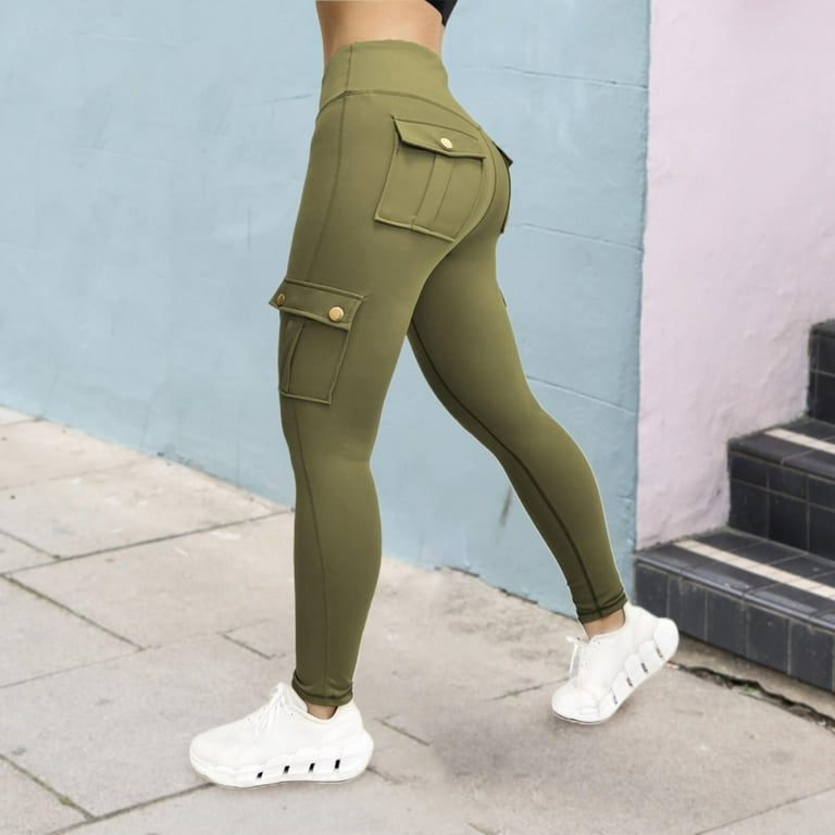 Lolmot Leggings with Pockets for Women High Waist Tummy Control Yoga Pants  Stretch Workout Running Yoga Cargo Pants Compression Leggings