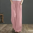 thumbnail image 1 of Lolmot Linen Pants Women Wide Leg Pants Casual Elastic Waist Drawstring Lounge Palazzo Loose Lightweight Trousers with Pockets, 1 of 5