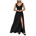 thumbnail image 1 of Lolmot Long Dresses for Women Sleeveless V-Neck Prom Dresses Waist Retraction Regular Fit Playful Sundress Split Maxi Dresses Formal Dress, 1 of 4