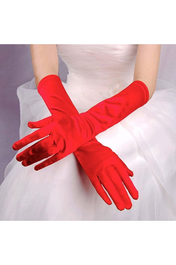 Lolmot Long Opera Party Gloves for Women 1920s Satin Opera Glove Costumes Elbow Length Bridal Evening Dance/Tea Party/Church/Wedding Gloves