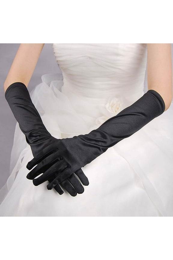 Lolmot Long Opera Party Gloves for Women 1920s Satin Opera Glove Costumes Elbow Length Bridal Evening Dance/Tea Party/Church/Wedding Gloves