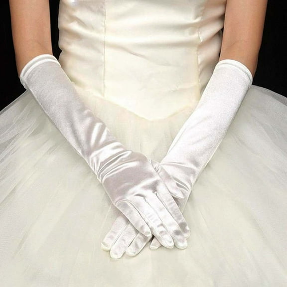 Lolmot Long Opera Party Gloves for Women 1920s Satin Opera Glove Costumes Elbow Length Bridal Evening Dance/Tea Party/Church/Wedding Gloves