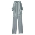 thumbnail image 1 of Lolmot Lounge Sets for Women Dressy Casual Two Piece Outfits Summer Plus Size Long Sleeve Button Down Shirts & Wide Leg Palazzo Pants Set, 1 of 3