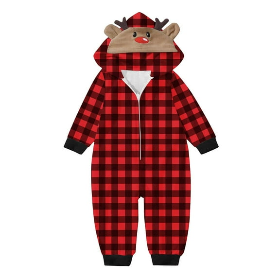 Up to 65 off!Lolmot Matching Family Christmas Pajamas,Buffalo Plaid Xmas PJs Mathching Set, Holiday Family Sleepwear Sets Long Sleeves Hooded Deer Ear Onesie Pajamas