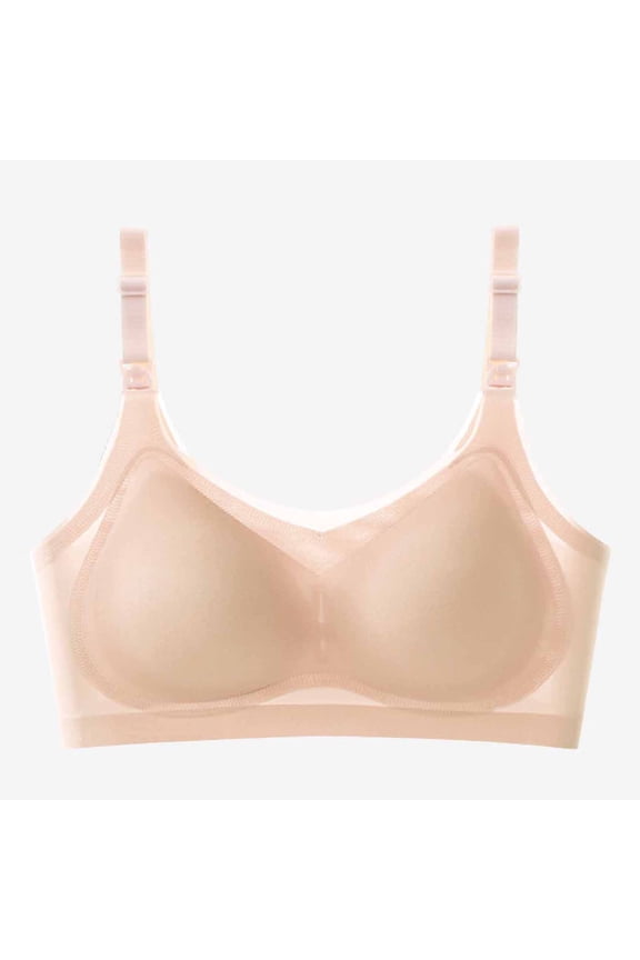 Maternity Bras for Pregnancy Ladies Traceless Comfortable Ice Silk Breathable No Steel Ring Front Buckle Breastfeeding Bra Underwear Invisible Bra