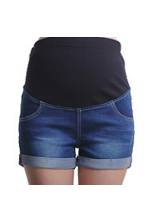 Lolmot Maternity Denim Shorts Women Summer High Waist Over The Belly Casual Stretchy Comfy Jean Shorts Pregnancy Shorts